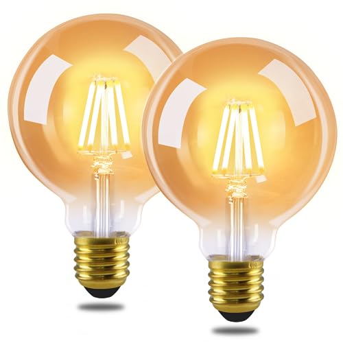 GBLY 2 Stück LED Glühbirne E27 Vintage Lampe - G80 Warmweiss Filament Leuchtmittel 2700K 4W Edison Retro Glühlampe Warmweiß Birne Glas Antike Energiesparlampe für Hotel Haus Café Bar von GBLY