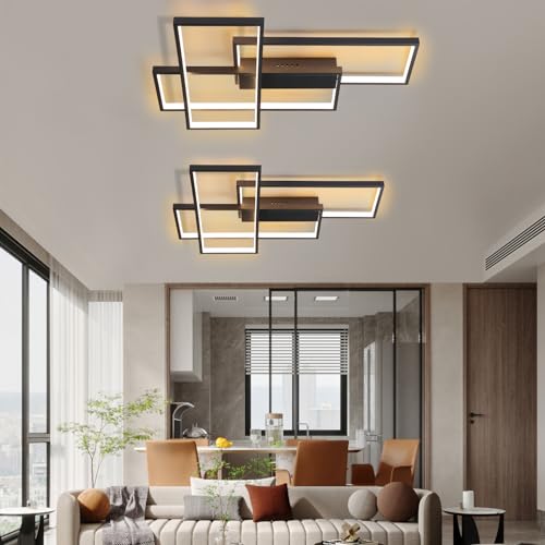 GBLY 2× Deckenlampe LED Deckenleuchte Wohnzimmer - 67cm Wohnzimmerlampe Schwarz Schlafzimmerlampe Modern 35W Schlafzimmer Deckenbeleuchtung Warmweiß Küchenlampe Groß Flurlampe für Küche Flur Esszimmer von GBLY