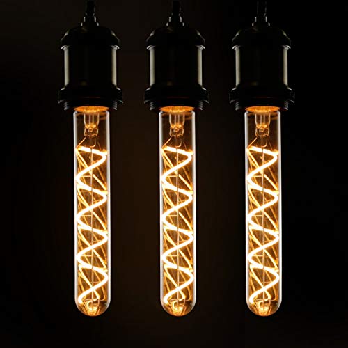 GBLY 3x LED Edison Glühbirne Röhrenlampe E27 Vintage Glühlampe in Röhrenform 185mm 4W Warmweiß Spirale Filament Antike Nostalgie und Retro Beleuchtung für Haus Café Bar Party, nicht dimmbar von GBLY