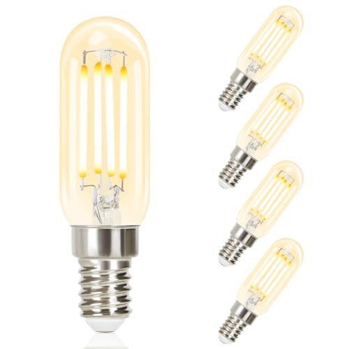 GBLY 4 Stück LED Glühbirne E14 Vintage Lampe - T25 Warmweiss Filament Leuchtmittel Edison Glühlampe 2700K 4W Warmweiß Retro Birne Glas Antike Energiesparlampe für Haus Hotel Bar Café von GBLY