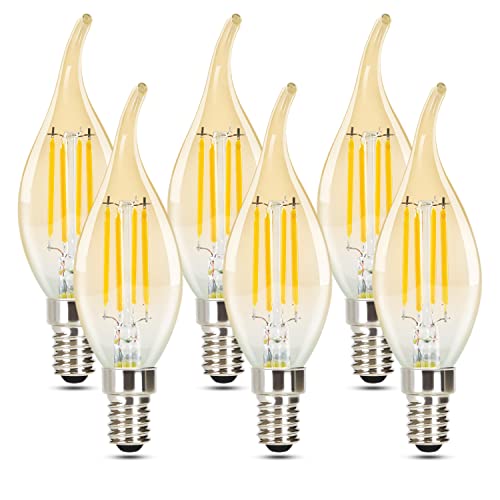 GBLY 6 Stück LED E14 Glühbirne Leuchtmittel: Lampe Warmweiß kerze Birne 4W 2700K Filament Retro Edison Glühlampe Vintage Light Weihnachten Bulb Glas Energiesparlampe von GBLY