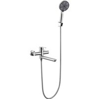 GBLY Badewannenarmatur mit Handbrause Wasserhahn Badewanne - Dusche Armatur mit Brause Gebuerstet Duscharmatur Handbrause Einhebelmischer Edelstahl von GBLY