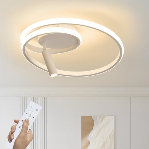GBLY Deckenlampe LED Deckenleuchte Dimmbar: 40cm Schlafzimmerlampe Modern Design 37W Wohnzimmerlampe mit Strahler Weiß mit Fernbedienung Küchenlampe für Schlafzimmer Haus Wohnung Wohnzimmer von GBLY