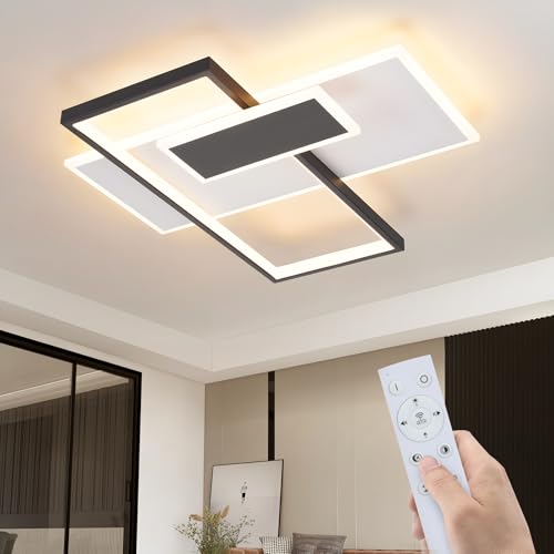 GBLY Deckenlampe LED Deckenleuchte Schlafzimmer: 58W Wohnzimmerlampe Dimmbar mit Fernbedienung Schwarz und Weiß Küchenlampe Modern Geometrische Schlafzimmerlampe Acryl für Schlafzimmer Büro Esszimmer von GBLY
