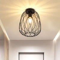 GBLY Deckenlampe Schwarz Flurlampe Vintage - Deckenleuchte Industrial Retro E27 1 Flammig Lampe Decke Runde Lampenschirm Metall Korride Wohnzimmer von GBLY