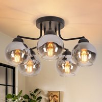 Deckenleuchte Schwarz Deckenlampe 5 flammig: Vintage E27 Wohnzimmerlampe im Industrial Style Kugel Deckenbeleuchtung Wohnzimmer Küchenlampe Metall von GBLY