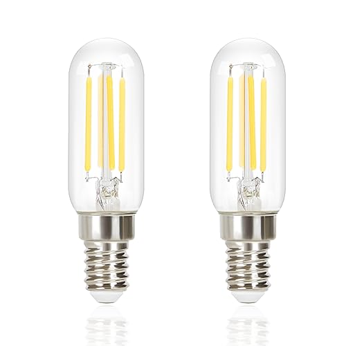 GBLY E14 LED Kaltweiß Glühbirnen Vintage - 2 Stück T25 LED Leuchtmittel Lampe 6000K Birnen 4W Energiesparlampe Light Bulbs Edison Glühlampen Filament Dunstabzugshaube Glas 360° Abstrahlwinkel von GBLY