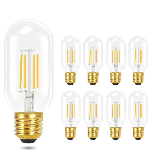 GBLY E27 LED Warmweiss Glühbirnen Vintage - T45 LED Leuchtmittel Lampe E27 Birnen 4W 2700K Energiesparlampe Light Bulbs Retro Edison Glühlampen Filament Glas 360° Abstrahlwinkel, 8 Stück von GBLY