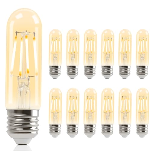 GBLY Glühbirne E27 LED Warmweiss - 12Pack - T30 LED Lampe 4W Edison Vintage Leuchtmittel 2700K Warmweiß Licht Birne Retro Filament Energiesparlampe E27 Sockel Nicht Dimmbar Light Bulbs von GBLY