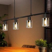 GBLY Hängelampe 4 flammig Pendelleuchte esstisch: Vintage Esstischlampe hängend Schwarz industrial Hängeleuchte aus Glas E14 Fassung Esszimmerlampe von GBLY