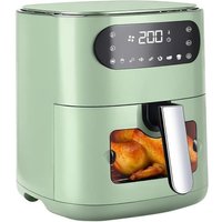 GBLY Heißluftfritteuse 6L Einzelkorb Sichtfenster 7 Garprogramme 11 Funktionen Leise Leicht Zu Reinigen Timer Touchscreen 10 x Backpapier von GBLY