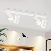 Gbly - led Deckenlampe Wohnzimmer Deckenstrahler: Weiß Deckenleuchte GU10 Spots Schwenkbar 4 Flammig Küchenlampe Flurlampe Innen Metall Deckenspots von GBLY