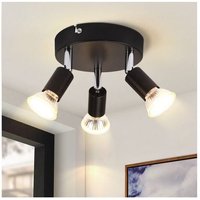 Led Deckenstrahler 3 Flammig GU10 - Deckenleuchte Schwarz Metall Schwenkbar Deckenspots Industrial Flurlampe Innen Küche Wohnzimmer Schlafzimmer von GBLY