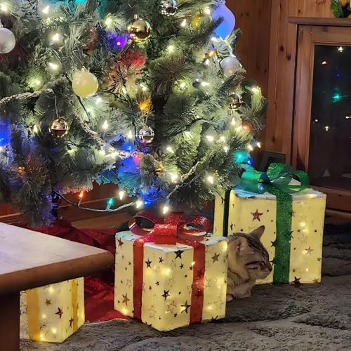 GBLY LED Geschenkbox Weihnachten Deko: 3er Set Personalisierte Geschenke Innen mit Fernbedienung Weihnachtsstern Beleuchtet 50 LEDs Beleuchtung Batterie unter Weihnachtsbaum für Wohnzimmer Garten GBLY LED Geschenkbox Weihnachten Deko: 3er Set Personalisierte Geschenke Innen mit Fernbedienung Weihnachtsstern Beleuchtet 50 LEDs Beleuchtung Batterie unter Weihnachtsbaum für Wohnzimmer Garten von GBLY
