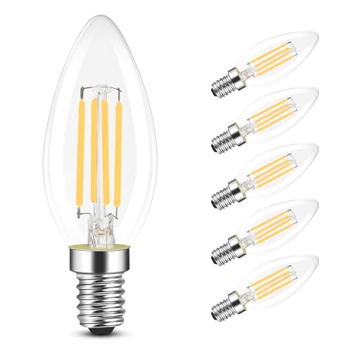 GBLY LED Glühbirne E14 Leuchtmittel: 6 Stück Lampe Warmweiß Birne 4W 2700K Filament Retro Edison Glühlampe Vintage Light Bulb Glas Energiesparlampe - Nicht Dimmbar von GBLY