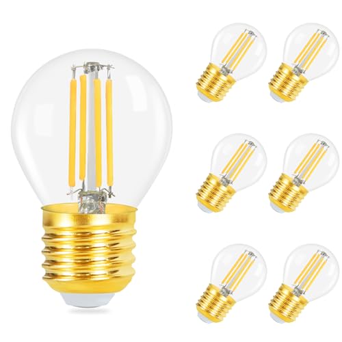 GBLY LED Glühbirne E27 Lampe: 6 stück Vintage Edison Glühlampe Warmweiß Retro Birne G45 2700K Bulbs 4W Filament Leuchtmittel Hochwertiges Glas Energiesparlampe für Hotel Café Haus Bar von GBLY