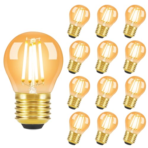 GBLY LED Lampe E27 Glühbirne: G45 Vintage Glühlampe 12 stück Edison Retro Birne Warmweiss 2700K Bulbs 4W Warmweiß Filament Leuchtmittel Glas Antike Energiesparlampe für Hotel Café Haus Bar von GBLY