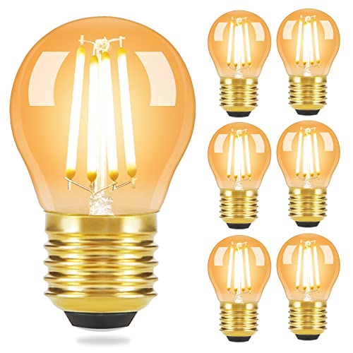 GBLY LED Lampe E27 Glühbirne: G45 Vintage Glühlampe 6 stück Edison Retro Birne Warmweiss 2700K Bulbs 4W Warmweiß Filament Leuchtmittel Glas Antike Energiesparlampe für Hotel Café Haus Bar von GBLY