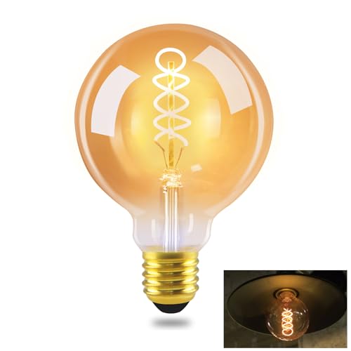 GBLY LED Lampe E27 Glühbirne: G95 Vintage Warmweiss Leuchtmittel 4W 2200K Edison Glühlampe Retro Filament Birnen Bulb Energiesparlampe für Haus Café Bar nicht Dimmbar (1er pack) von GBLY