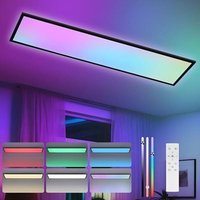 GBLY LED Panel 120x30 Dimmbar Deckenpanel lang RGB Farbwechsel Büro Flach mit Fernbedienung Bürolampe 39W Schwarz Groß Rechteckig für Spielzimmer von GBLY