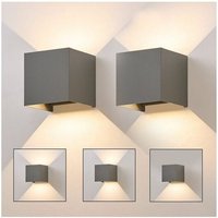 Led Wandleuchte Aussen Wandlampe innen - 2 Stück Außenwandleuchten Grau 5W IP65 Wasserdicht Außenlampe Wand Aussen Wandbeleuchtung Außenleuchte von GBLY