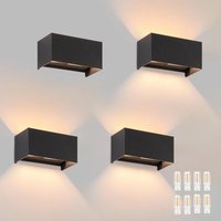 GBLY LED Wandleuchte Innen Wandlampe - 4ER Außenwandleuchten Schwarz Wandbeleuchtung Aussen Aussenlampe Up Down IP65 Ausenbeleutung 3000K Warmweiß von GBLY