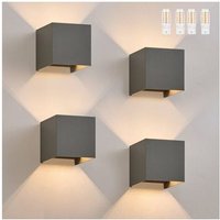 Gbly - led Wandleuchte Innen Wandlampe - 4ER Set Außenwandleuchten Grau Aussenlampe Aussen Wandbeleuchtung Außenlampe Up Down Außenleuchte IP65 Gbly - led Wandleuchte Innen Wandlampe - 4ER Set Außenwandleuchten Grau Aussenlampe Aussen Wandbeleuchtung Außenlampe Up Down Außenleuchte IP65 von GBLY