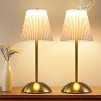 GBLY Nachttischlampe 2er Set Akku LED Kabellos Dimmbar Touch USB Stofflampenschirm Modern Für Schlafzimmer Küche von GBLY