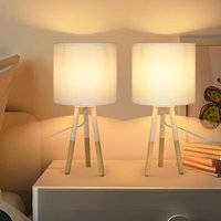 Gbly - Nachttischlampe 2er Set Tischlampe Modern - Tischleuchte Wohnzimmer mit Stoffschirm E27 Fassung Max.40W Weiß Nachttischleuchte Nachtlicht für von GBLY