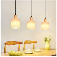 GBLY Pendelleuchte Esstisch Hängelampe Holz - Esszimmerlampe Vintage E14 Hängeleuchte Weiß Esstischlampe Rustikal hängend Pendellampe Stoffschirm für von GBLY