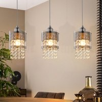 GBLY Pendelleuchte Modern Esstisch Hängelampe: 3 Flammig E27 Glas Hängeleuchte 150CM Max Höhenverstellbar Design Kristall Pendellampe für Wohnzimmer von GBLY