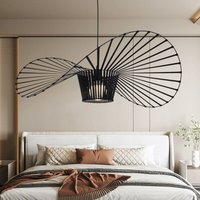 Gbly - Vertigo Pendelleuchte 140CM E27 - Modern Schwarz Kronleuchter Wohnzimmer Retro Hängelampe Glasfiberstahl + Polyurethan Esstischlampe Hut von GBLY