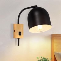 GBLY Wandspots Holz Wandleuchte mit Schalter - Wandlampe E27 Schwenkbar Wandstrahler Schwarz Metall Vintage Flurlampe Innen Kinderzimmer Wohnzimmer GBLY Wandspots Holz Wandleuchte mit Schalter - Wandlampe E27 Schwenkbar Wandstrahler Schwarz Metall Vintage Flurlampe Innen Kinderzimmer Wohnzimmer von GBLY