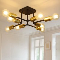 Deckenlampe Vintage Deckenleuchte Wohnzimmerlampe -Schwarz Gold E27 Industrial 8 Flammig Schlafzimmerlampe Retro für Wohnzimmer Küche flur bar Deckenlampe Vintage Deckenleuchte Wohnzimmerlampe -Schwarz Gold E27 Industrial 8 Flammig Schlafzimmerlampe Retro für Wohnzimmer Küche flur bar von GBLY