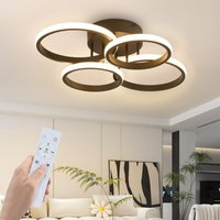 Deckenlampe led Deckenleuchte Wohnzimmer: Dimmbar Wohnzimmerlampe Modern Schwarz 48W Schlafzimmerlampe 55cm Design Deckenbeleuchtung 4-Ring von GBLY