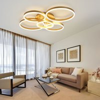 Deckenlampe led Deckenleuchte Wohnzimmer: Wohnzimmerlampe Dimmbar 78W mit Fernbedienung 5-Ringen Gold Schlafzimmerlampe Modern Acryl von GBLY