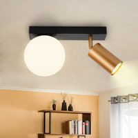 Deckenleuchte 2 Flammig Vintage Deckenstrahler: Schwarz Deckenlampe Metall mit Gold GU10 Deckenspots Schwenkbar Flurlampe Glaskugel E14 Deckenleuchte 2 Flammig Vintage Deckenstrahler: Schwarz Deckenlampe Metall mit Gold GU10 Deckenspots Schwenkbar Flurlampe Glaskugel E14 von GBLY