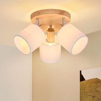 Deckenstrahler 3 Flammig Rund Holz - led Deckenlampe Strahler Deckenleuchte E14 Spotleuchte Schenkbar 350° für Küche Wohnzimmer Schlamfzimmer Flur von GBLY