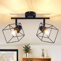 Deckenstrahler Deckenlampe 2 Flammig Schwarz - E14 Deckenleuchte 350° Schwenkbar Vintage Lampe Metall Deckenspots Schlafzimmerlampe für Wohnzimmer von GBLY