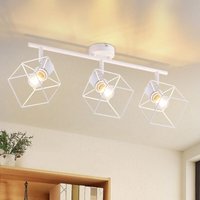 Deckenstrahler Deckenlampe 3 Flammig Weiß - E14 Deckenleuchte 350° Schwenkbar Vintage Lampe Metall Deckenspots Schlafzimmerlampe für Wohnzimmer Flur Deckenstrahler Deckenlampe 3 Flammig Weiß - E14 Deckenleuchte 350° Schwenkbar Vintage Lampe Metall Deckenspots Schlafzimmerlampe für Wohnzimmer Flur von GBLY