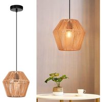 Gbly - Hängelampe Vintage Rattan Pendelleuchte: Boho Esszimmerlampe 150 cm E27 Hängeleuchte Rustikal Esstischlampe Hängend Max.40W Korblampe für von GBLY