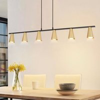 Gbly - Hängelampe esstisch Pendelleuchte GU10: Esszimmerlampe 6 Flammig in Schwarz Gold modern Esstischlampe hängend Metall Hängeleuchte lang von GBLY