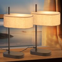 Nachttischlampe 2ER Schlafzimmer Tischlampe Vintage - 44.5cm E14 Schwarz Tischleuchte Leinen Stoffschirm mit Schalter Kabel und Stecker Retro Nachttischlampe 2ER Schlafzimmer Tischlampe Vintage - 44.5cm E14 Schwarz Tischleuchte Leinen Stoffschirm mit Schalter Kabel und Stecker Retro von GBLY