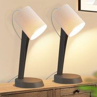 Gbly - Nachttischlampe Wohnzimmer Tischlampe mit Kabel - Tischleuchte 2er Set Kleine E14 Lampe Dunkelgrau Tischlampen Moderne Landhausstil für von GBLY