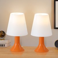 Nachttischlampe Wohnzimmer Tischleuchte mit Kabel - Tischlampe 2er Set Kleine Lampe E14 Tischlampen Orange Moderne Landhausstil für Esstisch von GBLY
