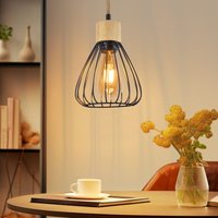 Gbly - Pendelleuchte Esstisch Hängelampe Vintage - Esszimmerlampe Schwarz Esszimmer Hängeleuchte Metall 1 Flammig Retro Hanfseil aus Holz Industrial von GBLY