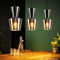Gbly - Pendelleuchte Esstisch Küchenlampe Hängend - Hängelampe Wohnzimmer E27 Esstischlampe Rauchgrau Hängeleuchte 3 Flammig Glas Vintage Pendellampe von GBLY