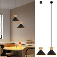 Pendelleuchte Vintage Esszimmer Hängelampe: 2 x Schwarz Hängeleuchte Ø25cm 1 Flammig Industrial Design E27 Esstischlampe Metall Retro Esstisch von GBLY