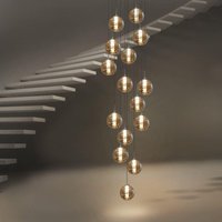 Pendelleuchte esstisch Pendellampe Modern - Treppenhaus Höheverstellbar Hängeleuchte Kronleuchter 15-Flammig aus Glas Küchen Flurlampe für Wohzimmer Pendelleuchte esstisch Pendellampe Modern - Treppenhaus Höheverstellbar Hängeleuchte Kronleuchter 15-Flammig aus Glas Küchen Flurlampe für Wohzimmer von GBLY