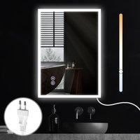 Spiegel Bad Badspiegel mit Beleuchtung - led Wandspiegel Rund 50X70cm Badezimmer Badezimmerspiegel mit Touch-Schalter und Entfogger-Funktion von GBLY